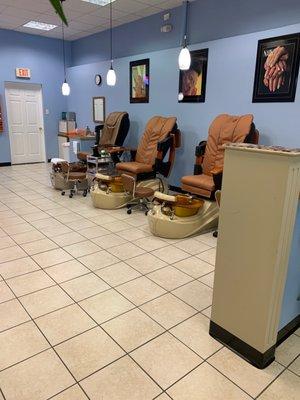 Pedicure chairs.