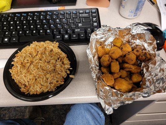 Chicken Sausage Jambalaya and fried Okra