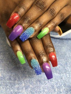 Rainbow ombre nails