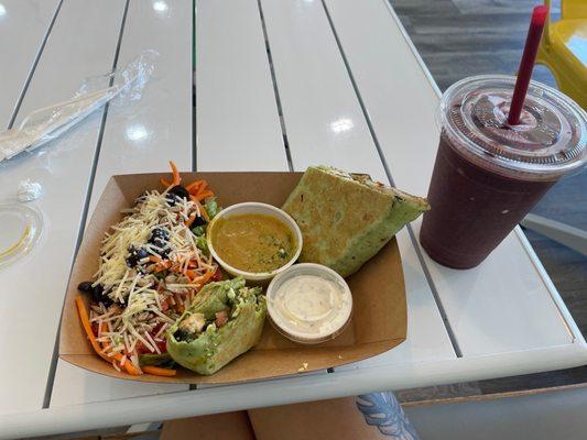 Mediterranean panini pressed wrap with the health nut smoothie!