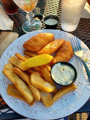 This is the battered Halibut dinner which cost $20.95.