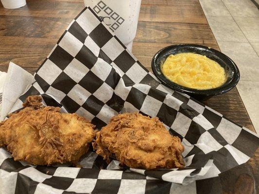 Fried pork chop basket with Mac n cheese!