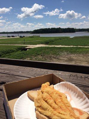 Fried fish with a view! The catfish sandwich was a steal at $4.50 and you can go upstairs and sit and enjoy this view on a beautiful day.