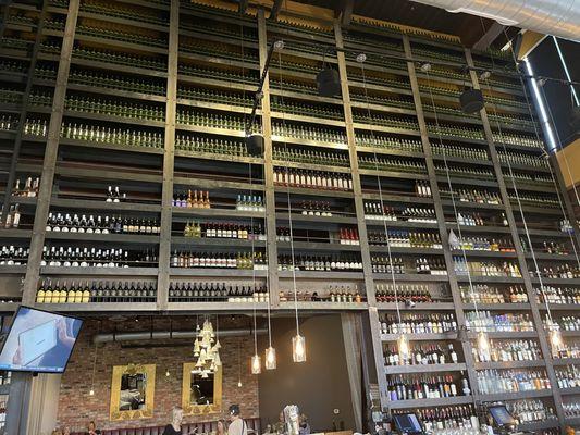 A most impressive wall of wines from which to choose.