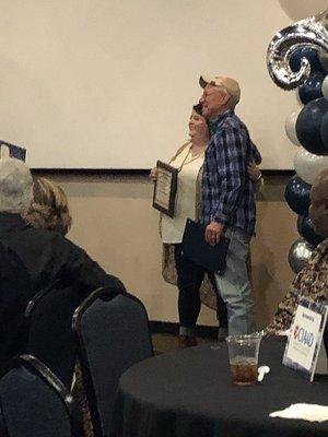 Agency Owner Tyler McGlasson receiving his award as 2018 Chamber Business Member of the Year from the White Settlement Area Chamber.