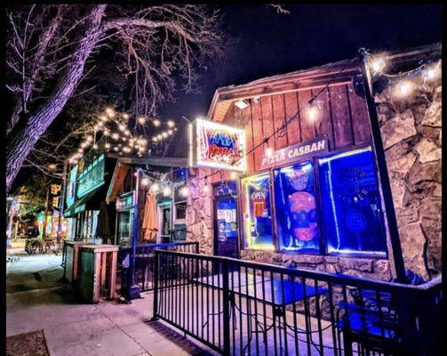 Night Shot of the shop.  Pizza Casbah