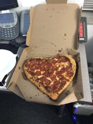 Heart shaped pizza for Valentine's Day!