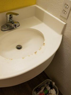 This hotel should be SHUT DOWN for all kinds of violations. The room smelled of smoke/WEED this sink is disgusting.