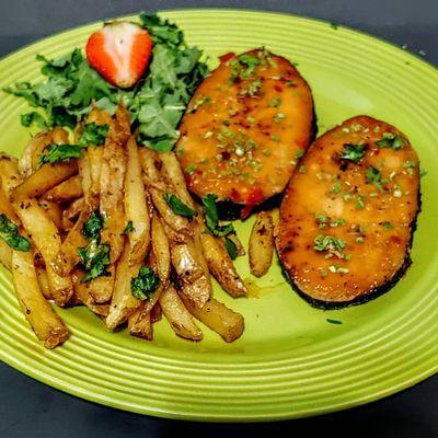 Pan Seared Salmon and Fries