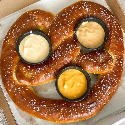 Epic pretzel with 3 types of cheese!