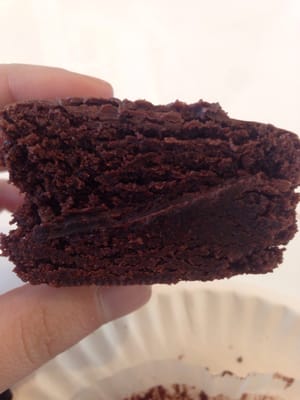 Fudgy cross section of Brownie cupcake sans frosting ($3.41, November 2015)