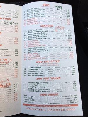 Full menu