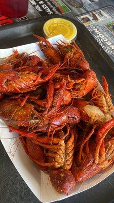 One pound of spicy boiled crawfish. Good lord!