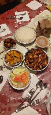 Combo number 4: chicharron sin hueso with rice, green salad, beans, an order of maduros and a soda.  Ordered plantains as an extra side.