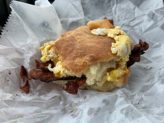 Bacon, egg and cheese biscuit. October 2022