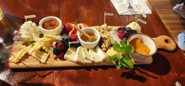 The Beginners cheese board. Great way to start a meal with cheeses made on site...