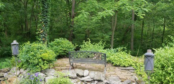 Hollinger House Grounds - a pretty little seating area with a creek running by.