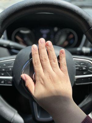 My natural nail and length with gel lacquer