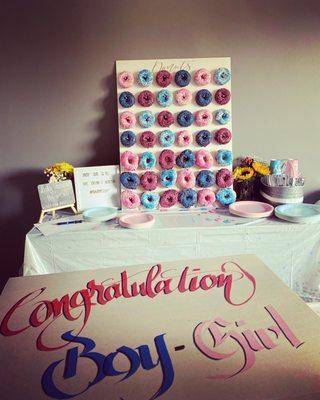 Gender reveal donut board from Avon Donuts!