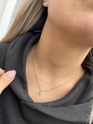 14k gold filled necklace with clasp and a jade pendant