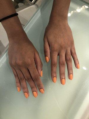 Beautiful job done by our technician Tatiana! Color is from our OPI Mexico City Collection in "Coral-ing Your Spirit Animal."