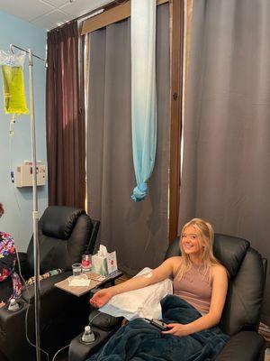 IV THERAPY at Dr revive  private room streaming your favorite shows on YouTube, Netflix and Hulu