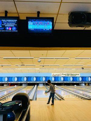 Grandson 1st time bowling ~2022~  & 1st day no mask mandated. GOOD BYE COVID-19 PANDEMIC! "TIME to BOWL!" Great experience!