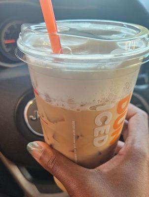 Butter Pecan Swirl Iced Coffee w/ Cream, Sugar, & Cold Foam is soooooo good!