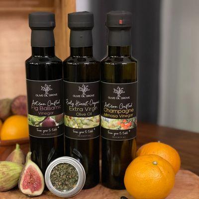 Artisanal olive oil and vinegars from Olive Oil Grove (weekly vendor)