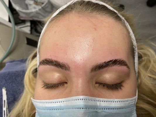 An eyebrow lamination is a great way to make your brows full and feathery looking. It definitely enhances thinner brows