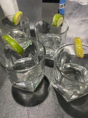 Shots of tequila