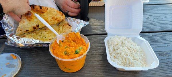 Chicken korma with garlic naan... Delicious!