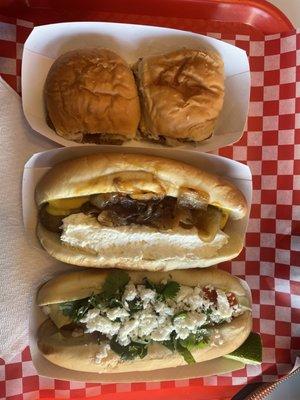 White Castle sliders , Seattle dog, street taco dog