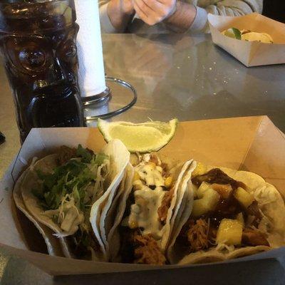 Taco and my soda in a tiki glass