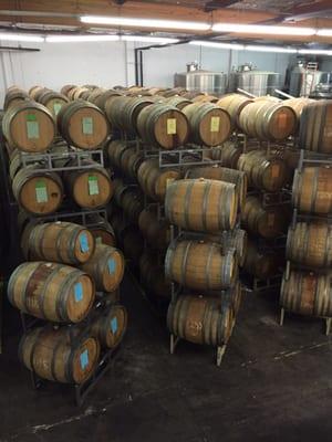 Barrels and barrels of wine.