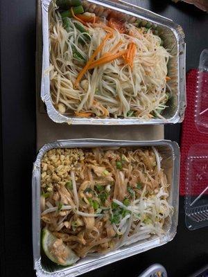 Papaya salad and pad Thai