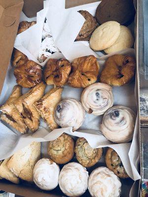 Marsee Baking delivers fresh baked goods to us every morning. Each customer has their own favorite, so we order a little of everything