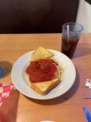 Thursday special! Spaghetti and meatballs with garlic bread $9.99!