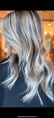 Blonde balayage with face frame