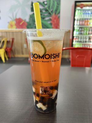 Lychee Rose Tea with Honey Boba