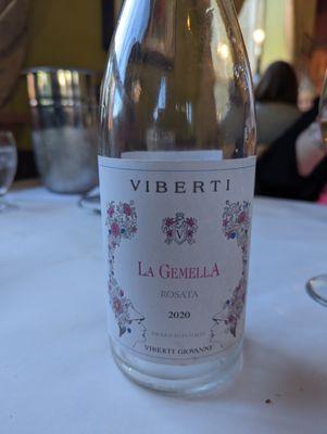 Bottle of Viberti La Gemella Rose for $47.