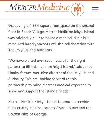 Mercer Medicine, Jekyll Island -- located above Jekyll Market