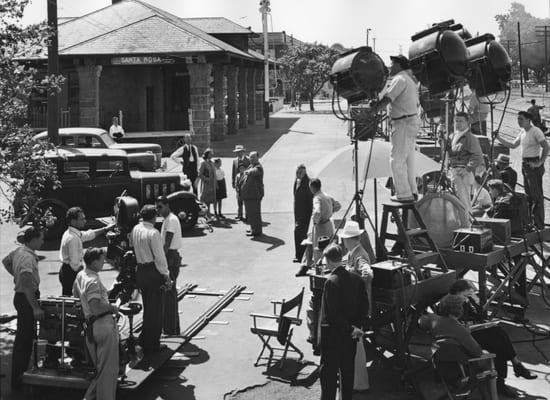 Filming of the Alfred Hitchcock movie in Railroad Square