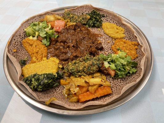 Beef special on injera bread