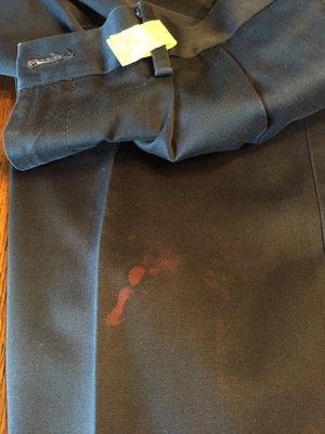 Damage to dress pants by Laveen Cleaners which they refused to reimburse.