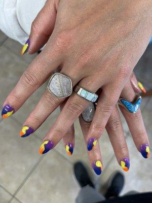 Sns Ombre dipping and gel design