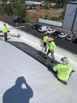 Fully Adhered Carlisle 60 mil PVC roof installation.