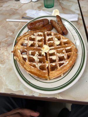 Waffle and sausage