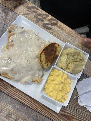 Chicken Fried steak with 2 sides