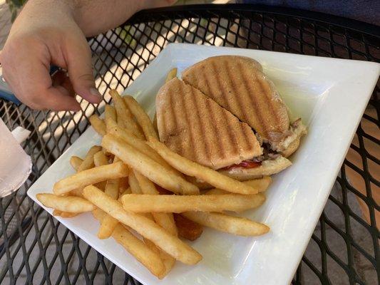 Steak panini with substitute fries ($3.99 extra)